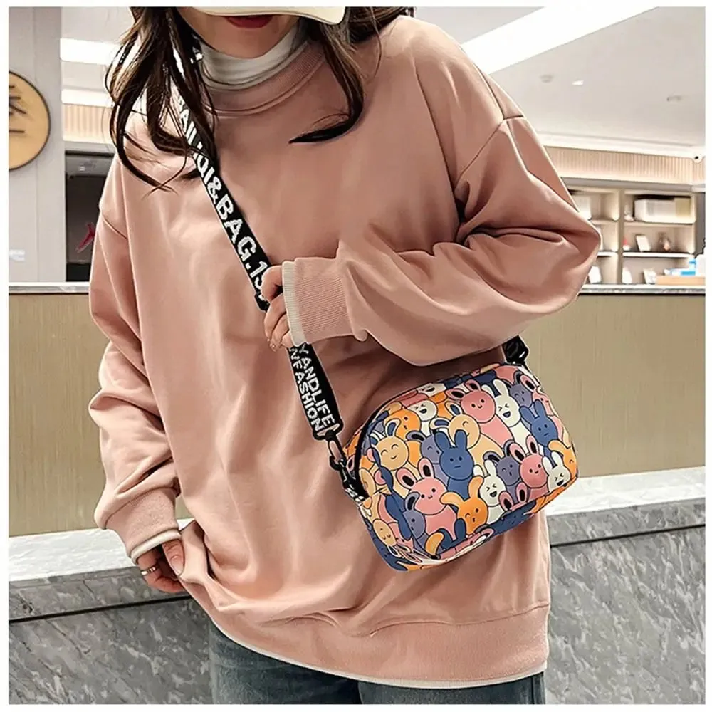Cute Cartoon Rabbit Oxford Bag – Small Square, Large Capacity Shoulder & Messenger Bag for Women and Girls.