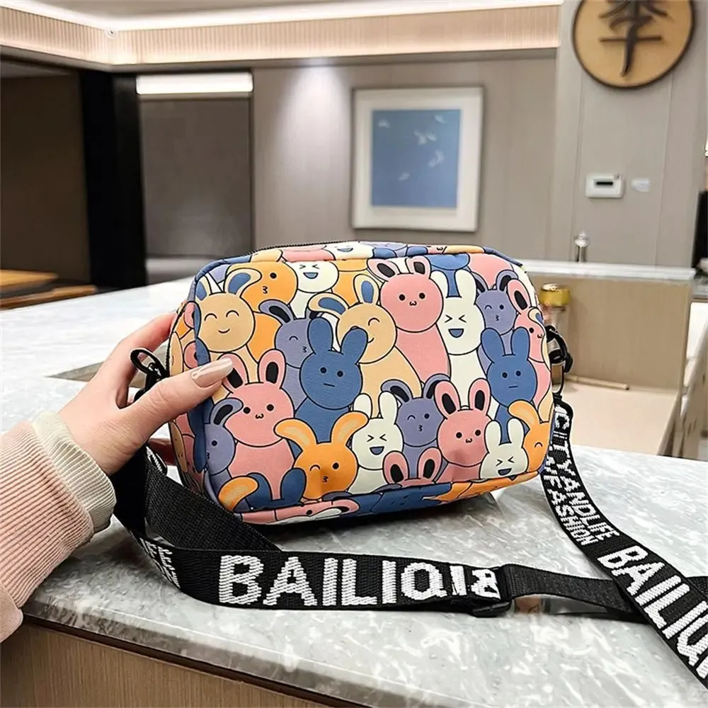 Cute Cartoon Rabbit Oxford Bag – Small Square, Large Capacity Shoulder & Messenger Bag for Women and Girls.