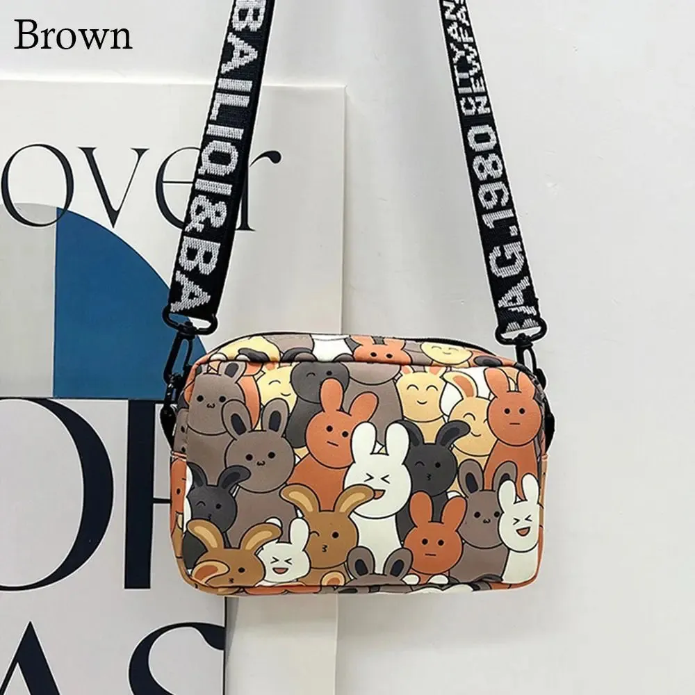 Cute Cartoon Rabbit Oxford Bag – Small Square, Large Capacity Shoulder & Messenger Bag for Women and Girls.