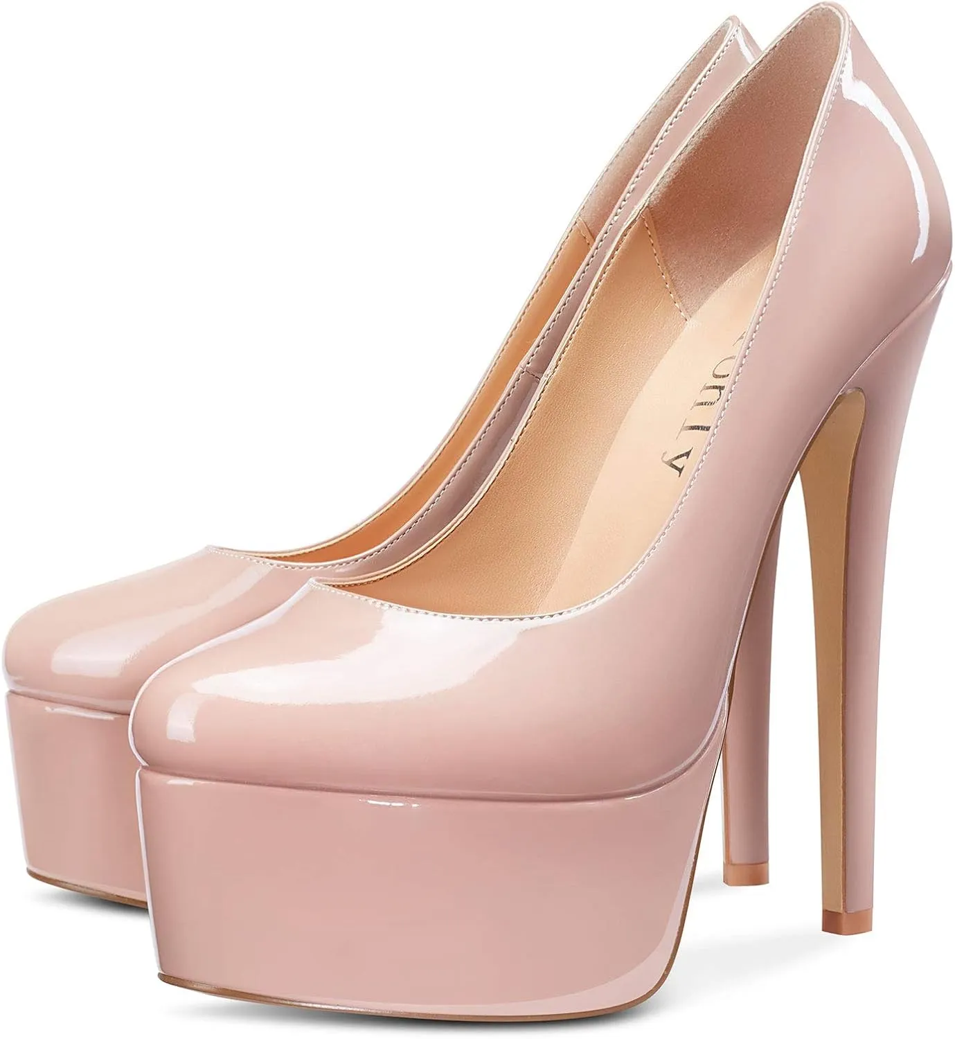 DearOnly Women's High Heels Platform Pumps Slip On Sexy Round Toe Stilettos 5.9" Inch Heel Classic Dress Party Shoes