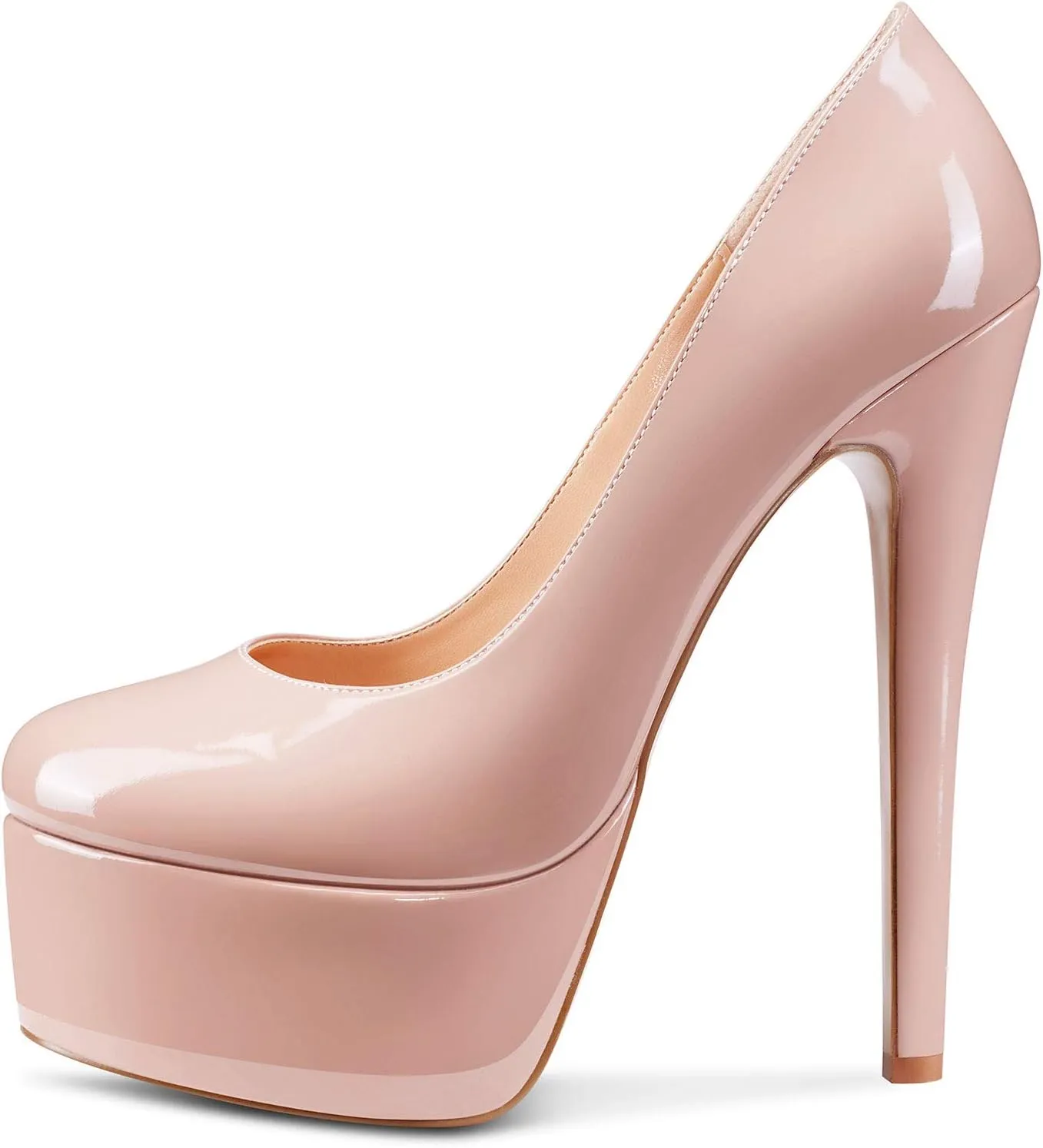 DearOnly Women's High Heels Platform Pumps Slip On Sexy Round Toe Stilettos 5.9" Inch Heel Classic Dress Party Shoes