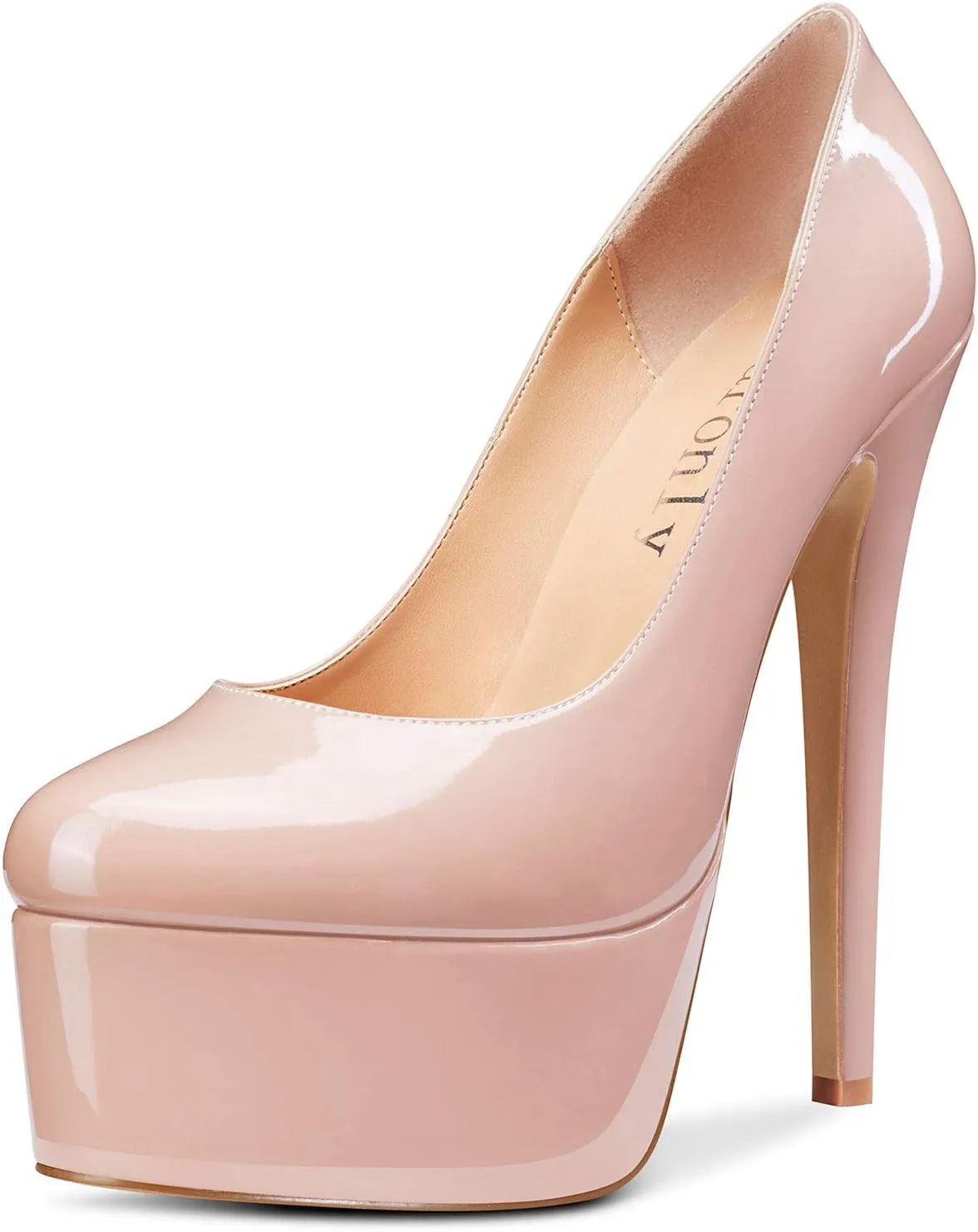 DearOnly Women's High Heels Platform Pumps Slip On Sexy Round Toe Stilettos 5.9" Inch Heel Classic Dress Party Shoes