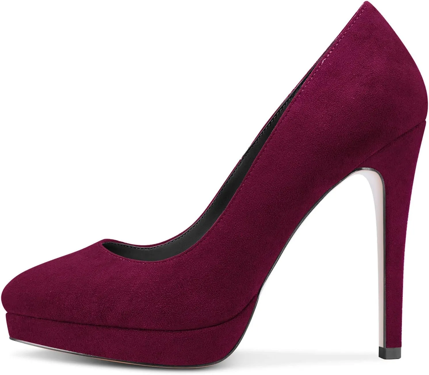 DearOnly Womens Platform Pumps Round Closed Toe Slip On Stiletto High Heel Suede Dress Shoes Bridal Wedding Office 5 Inch