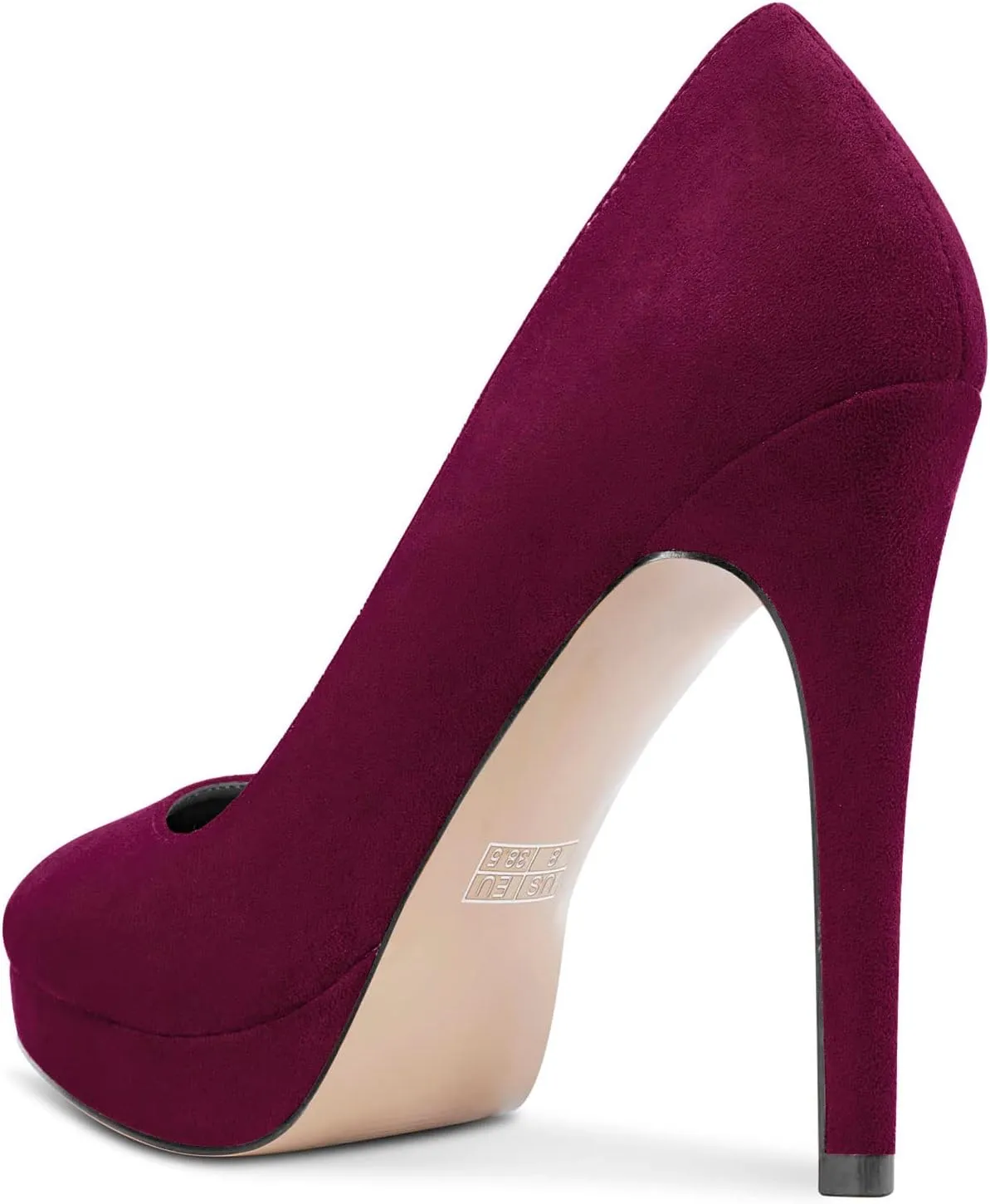 DearOnly Womens Platform Pumps Round Closed Toe Slip On Stiletto High Heel Suede Dress Shoes Bridal Wedding Office 5 Inch
