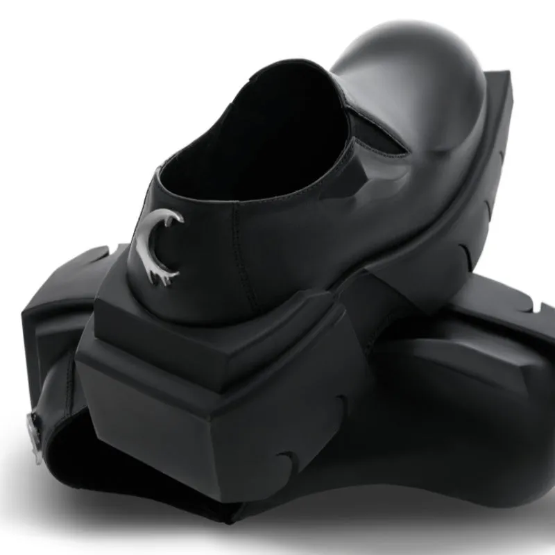 Derby Top Head Low Platform Leather Supportive Limited-time offer Devil Cowhide Horn Round Shoes