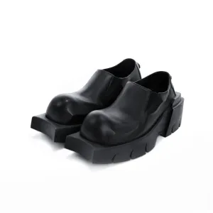 Derby Top Head Low Platform Leather Supportive Limited-time offer Devil Cowhide Horn Round Shoes