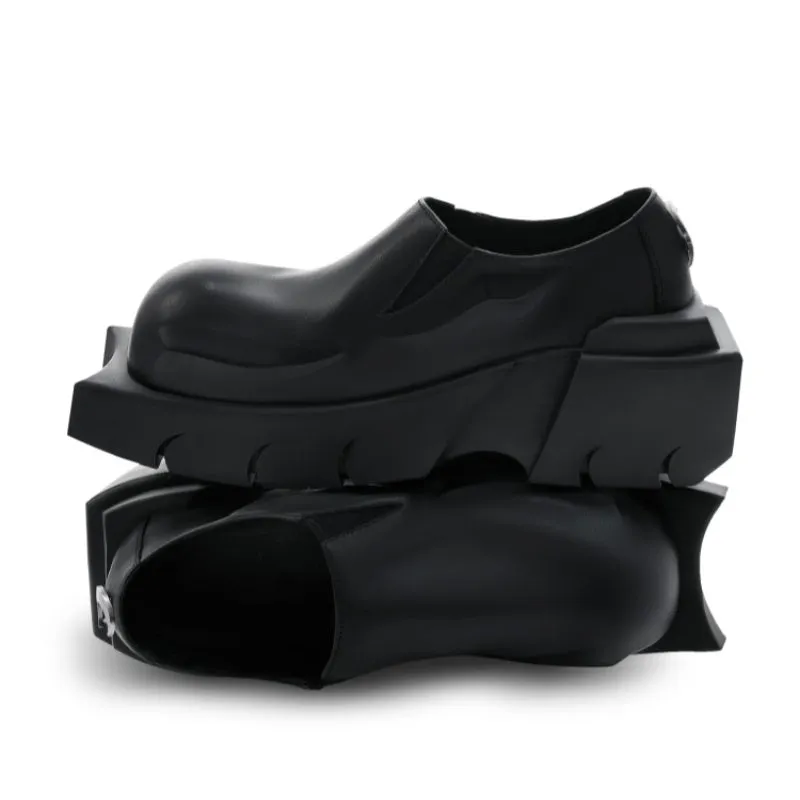 Derby Top Head Low Platform Leather Supportive Limited-time offer Devil Cowhide Horn Round Shoes