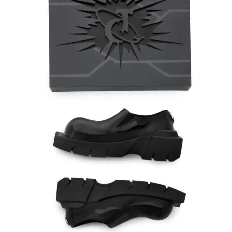 Derby Top Head Low Platform Leather Supportive Limited-time offer Devil Cowhide Horn Round Shoes