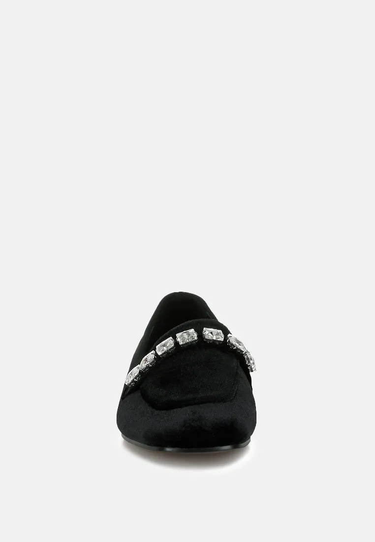 Diamante Strap Velvet Loafers By RAG