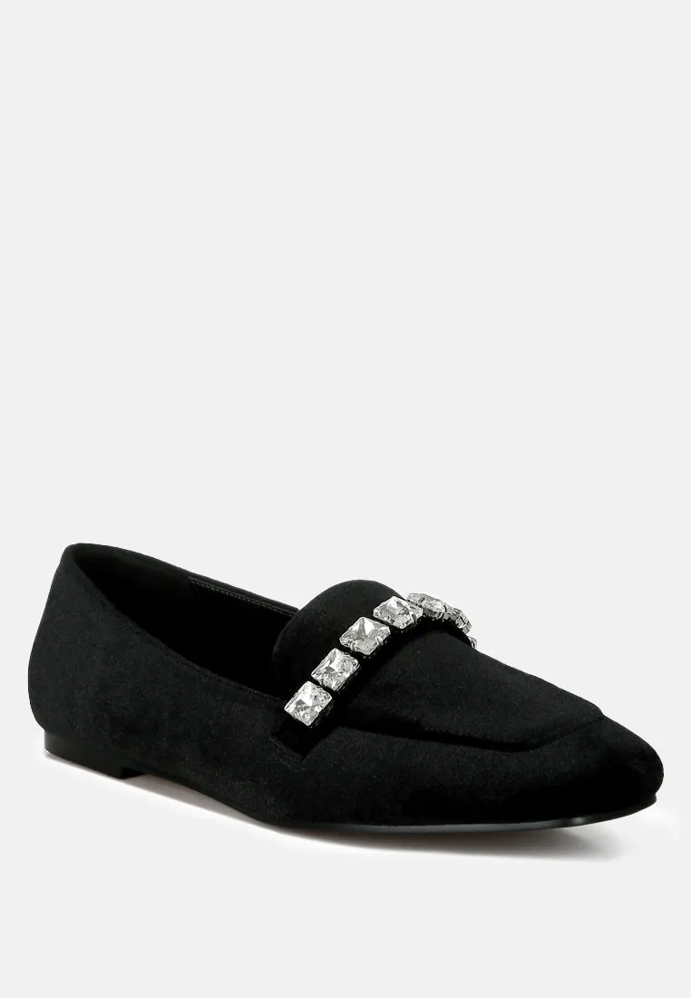 Diamante Strap Velvet Loafers By RAG