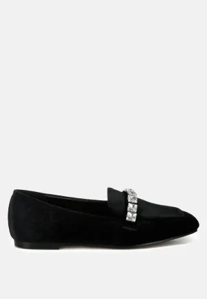 Diamante Strap Velvet Loafers By RAG