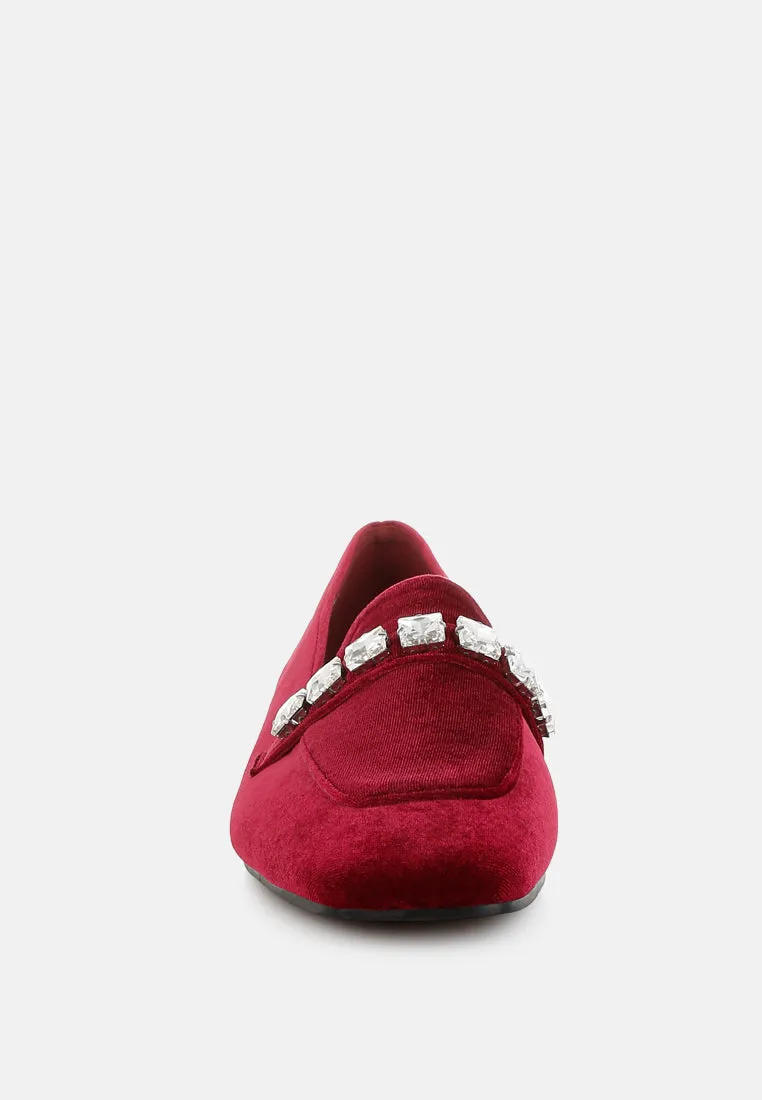 Diamante Strap Velvet Loafers By RAG