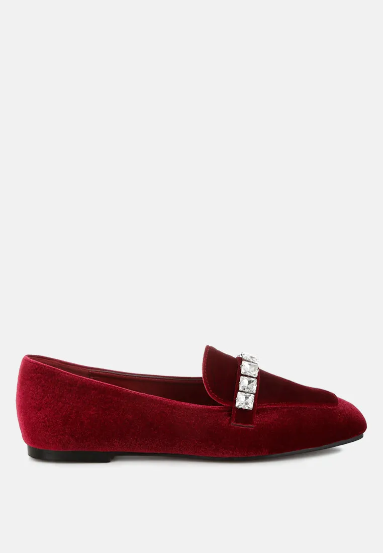 Diamante Strap Velvet Loafers By RAG