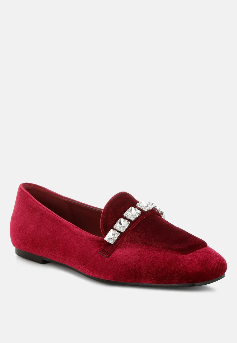 Diamante Strap Velvet Loafers By RAG