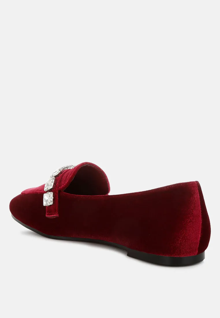 Diamante Strap Velvet Loafers By RAG