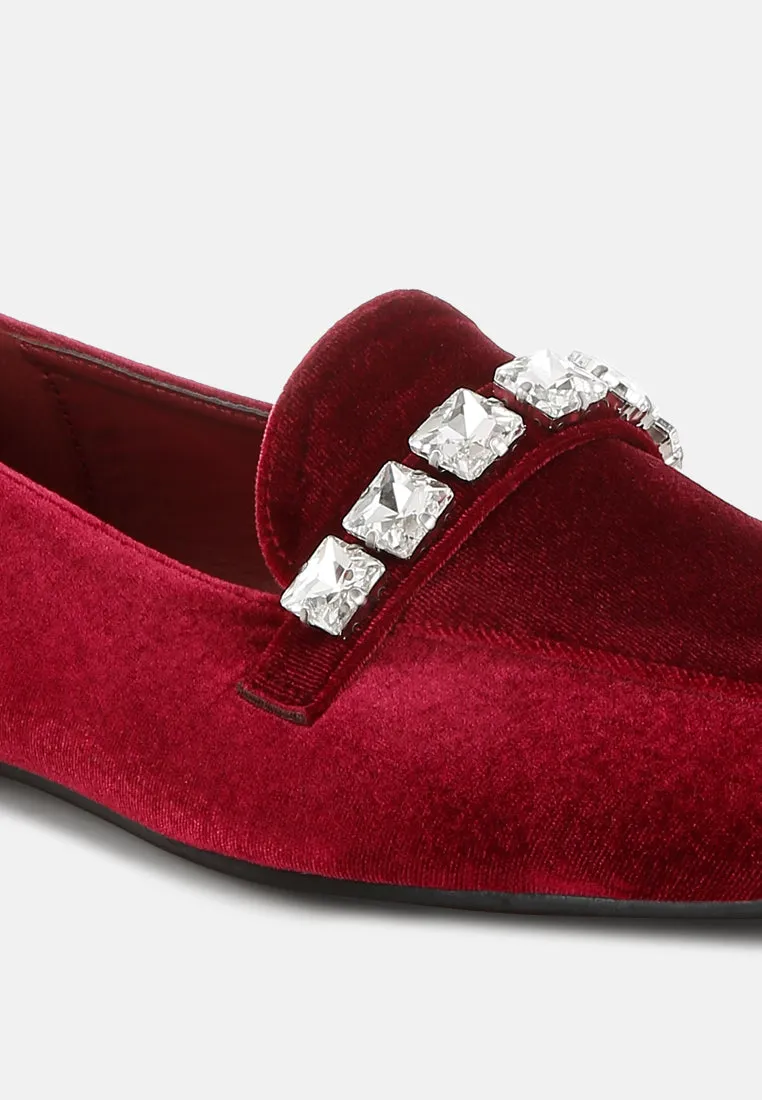 Diamante Strap Velvet Loafers By RAG