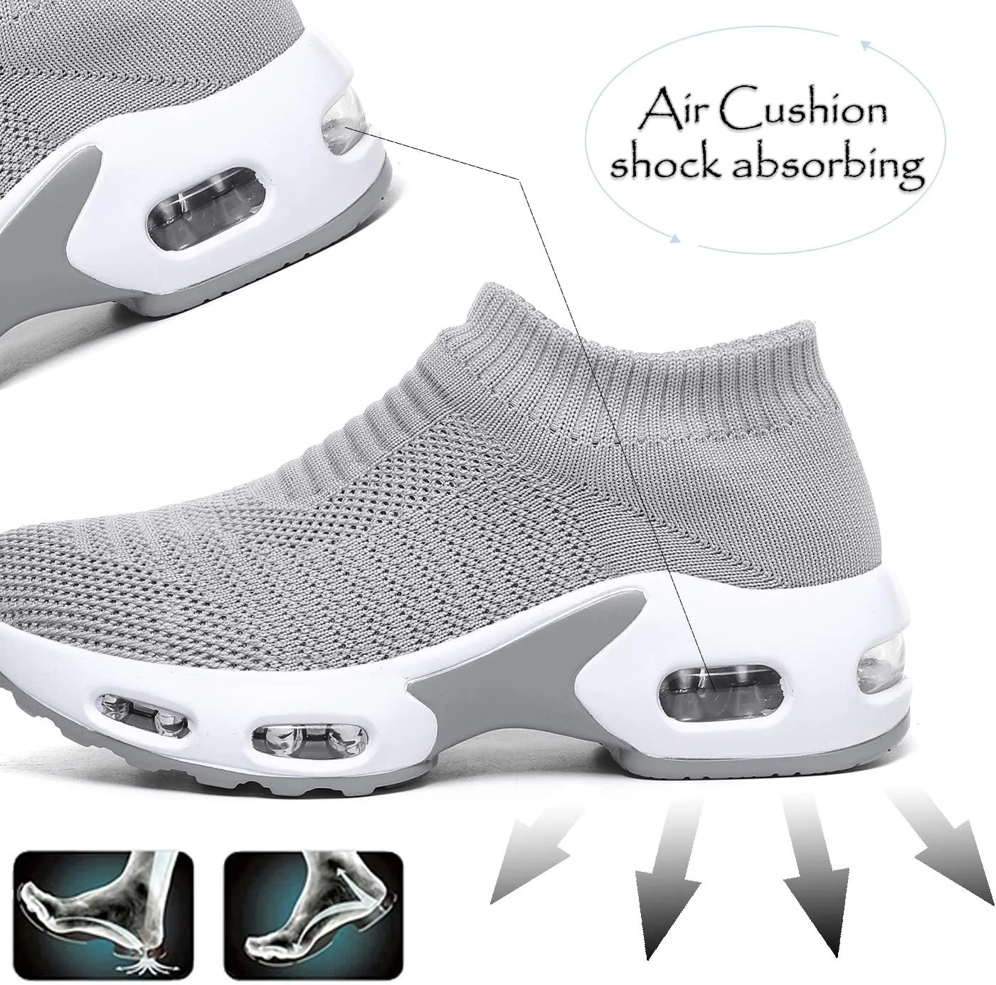 DimaiGlobal Women's Walking Shoes Sock Sneakers Slip On Comfort Mesh Fashion Cushion Lady Girls Modern Jazz Dance Easy Shoes Wedge Platform Loafers