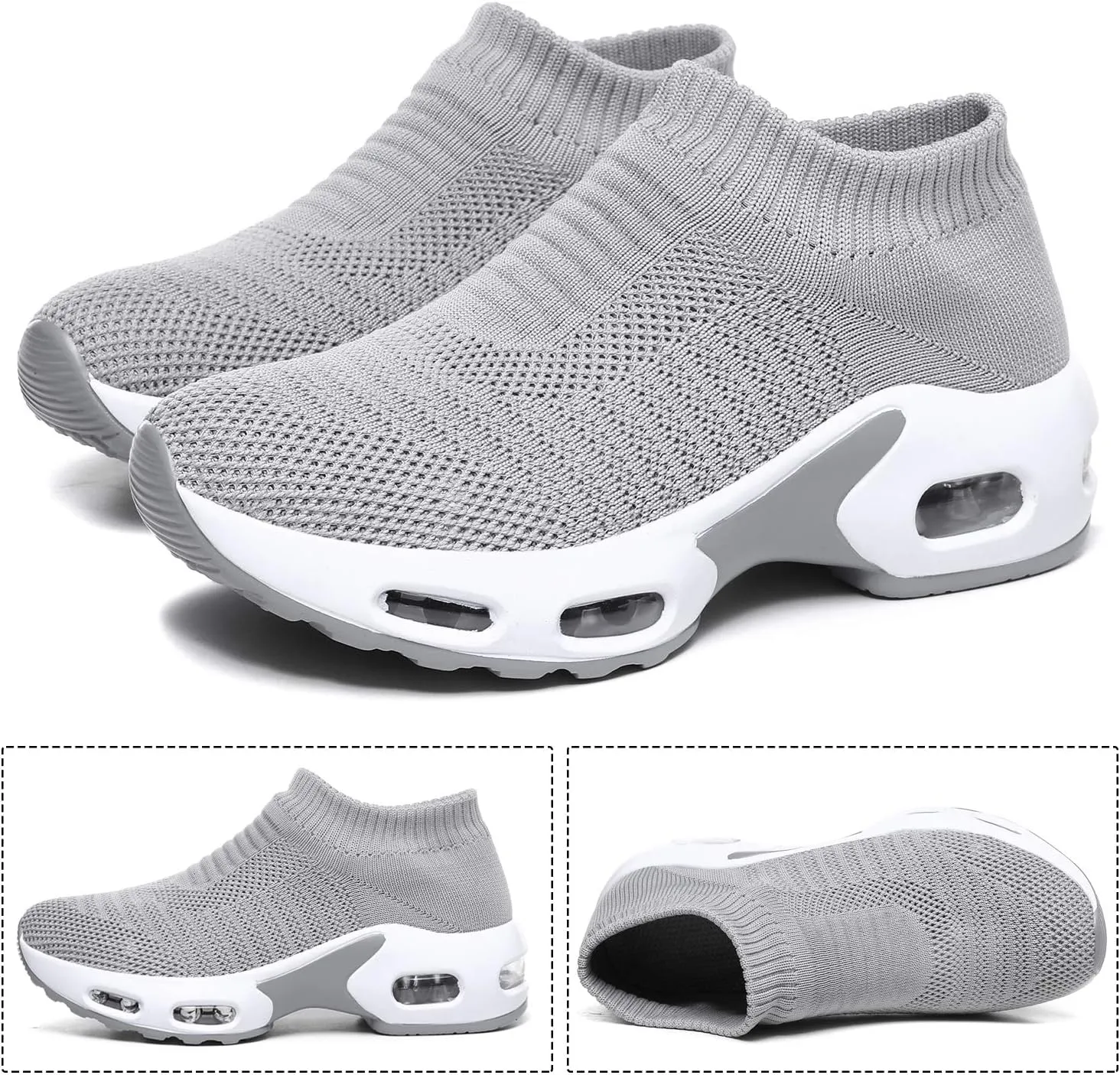 DimaiGlobal Women's Walking Shoes Sock Sneakers Slip On Comfort Mesh Fashion Cushion Lady Girls Modern Jazz Dance Easy Shoes Wedge Platform Loafers