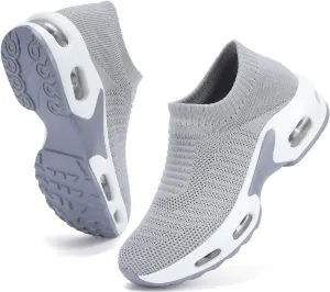 DimaiGlobal Women's Walking Shoes Sock Sneakers Slip On Comfort Mesh Fashion Cushion Lady Girls Modern Jazz Dance Easy Shoes Wedge Platform Loafers