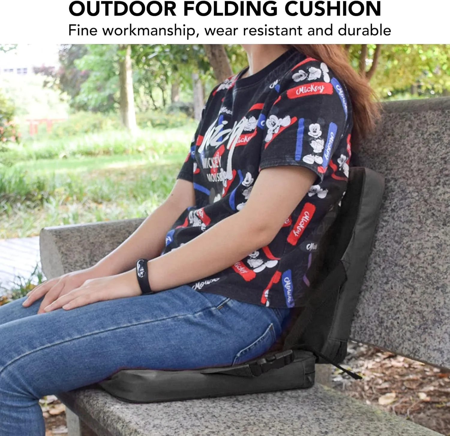 Diydeg Portable Stadium Seat Cushion, Outdoor Folding Padded Floor Chair with Back Support, Storage Pocket & Adjustable Strap, Lightweight Stadium Bleacher Seat for Sporting Events,
