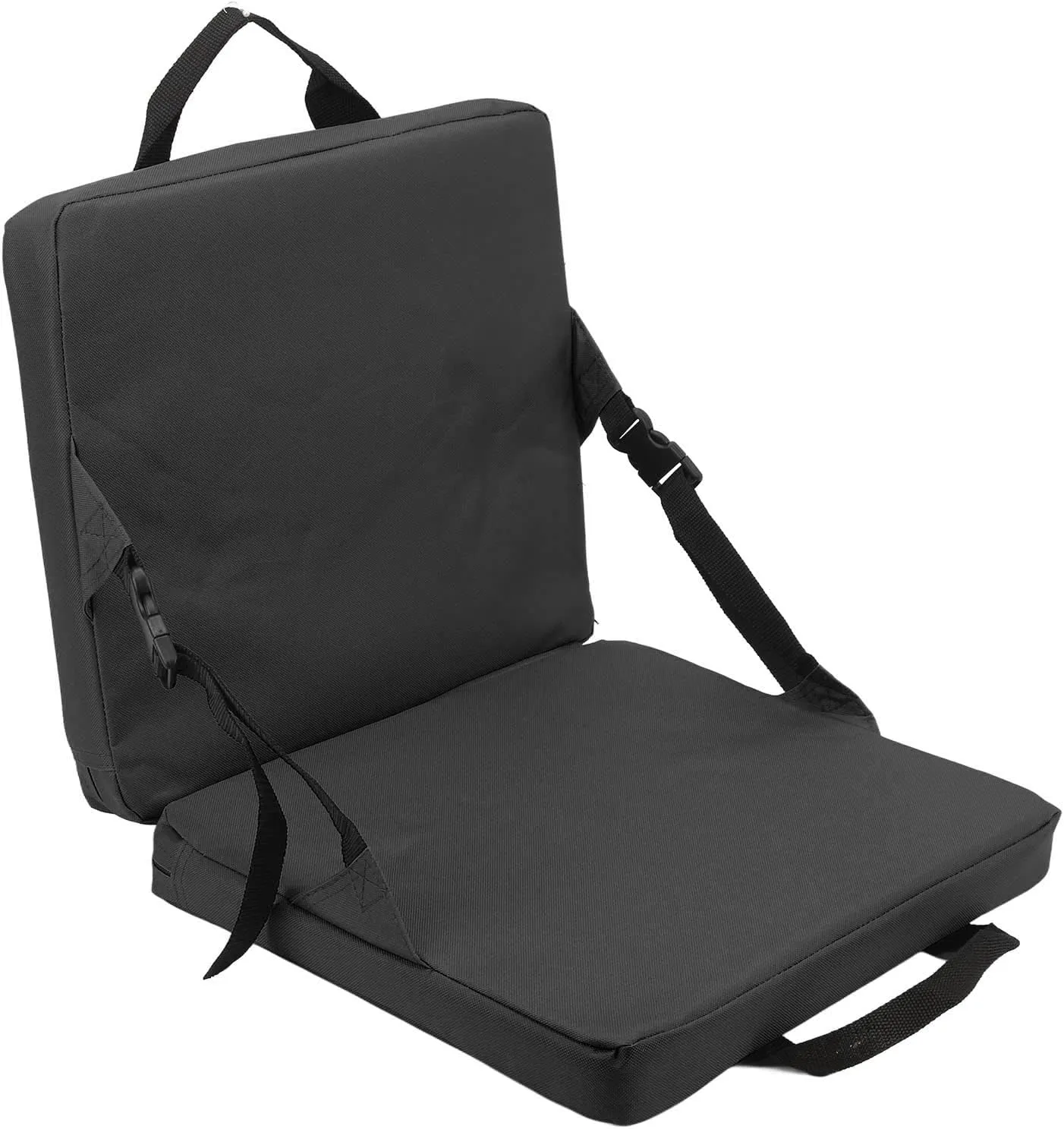 Diydeg Portable Stadium Seat Cushion, Outdoor Folding Padded Floor Chair with Back Support, Storage Pocket & Adjustable Strap, Lightweight Stadium Bleacher Seat for Sporting Events,