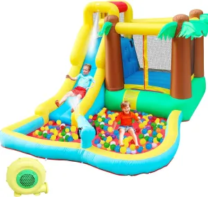 Doctor Dolphin Inflatable Water Slide for Kids, Water Bounce House with Waterslide, Bounce House Water Slide Combo for Backyard, Kids Water Slide for Wet and Dry(450W Blower Include)