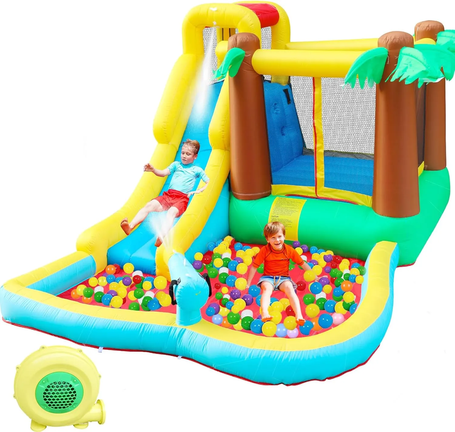 Doctor Dolphin Inflatable Water Slide for Kids, Water Bounce House with Waterslide, Bounce House Water Slide Combo for Backyard, Kids Water Slide for Wet and Dry(450W Blower Include)