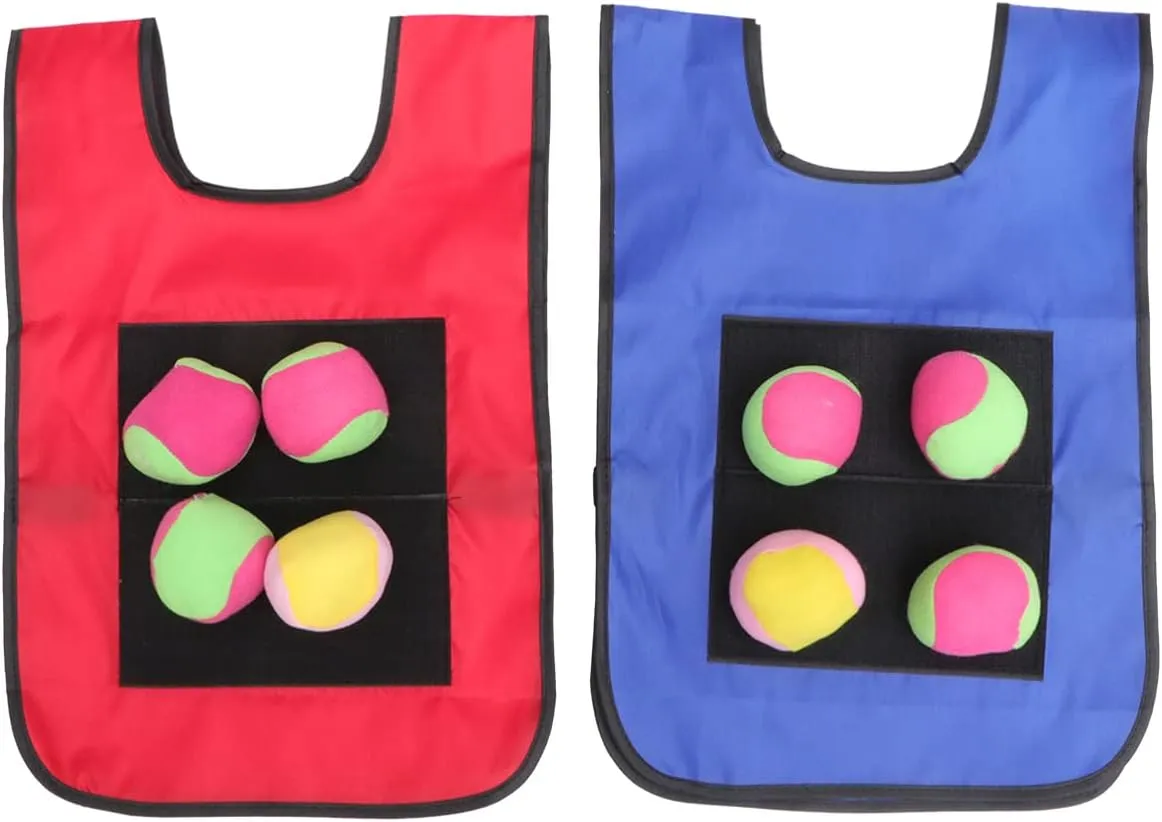 Dodgeball Game Vests, Sticky Vests Set, Game Sticky Ball, Kids Outdoor Activity Game, Sticky Ball Game with 10 Soft Fleece Balls, 2 Sticky Jerseys Random Color