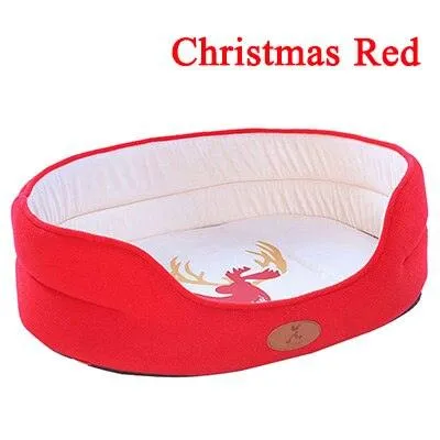Dog's Soft Plush Bed with Polka Dot Pattern