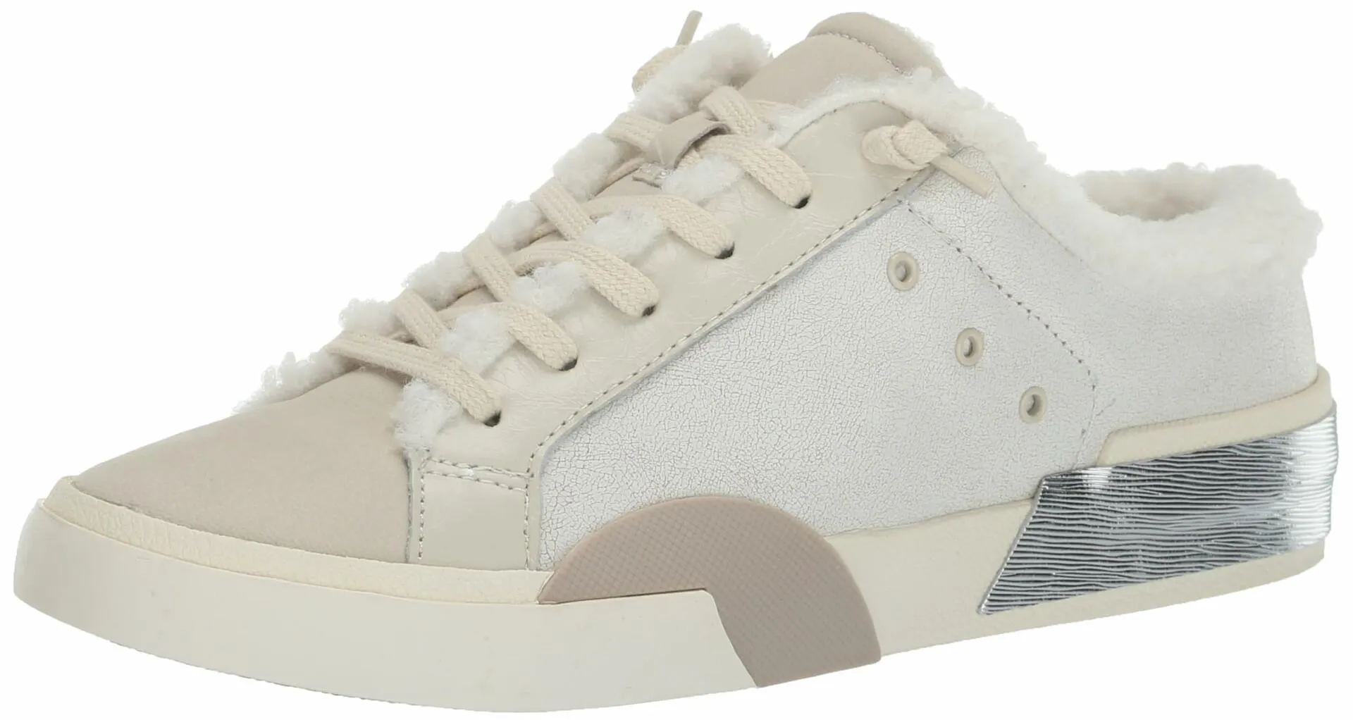 Dolce Vita Women's ZANTEL Sneaker, Off White Crackled Leather, 9
