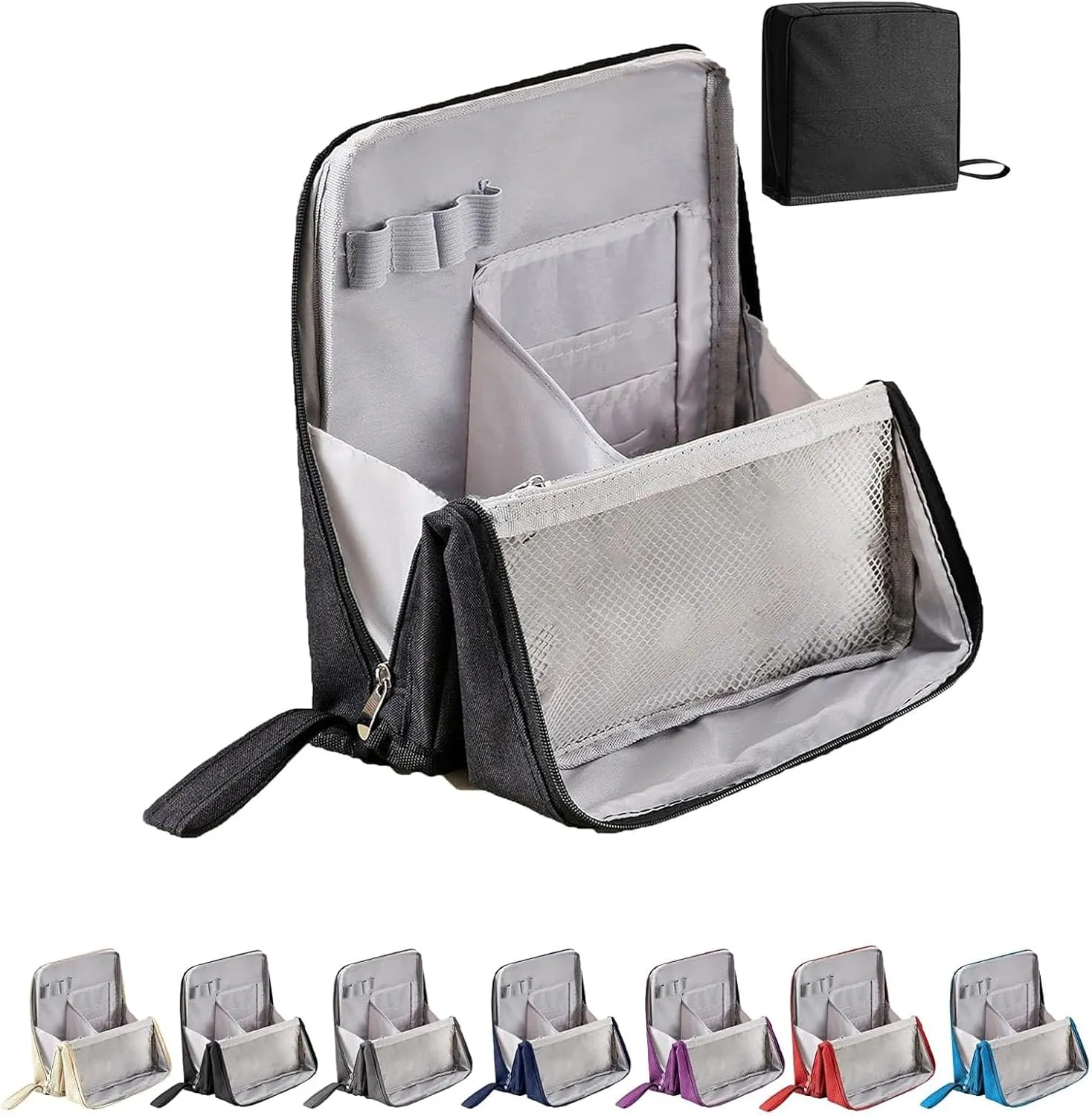 Doresty Makeup Bag,Standing Makeup Bag – Portable, Large Capacity,Waterproof,Multi-Purpose Large Capacity Oxford Cloth Standing Makeups Bags,for Daily,Travel (Black)