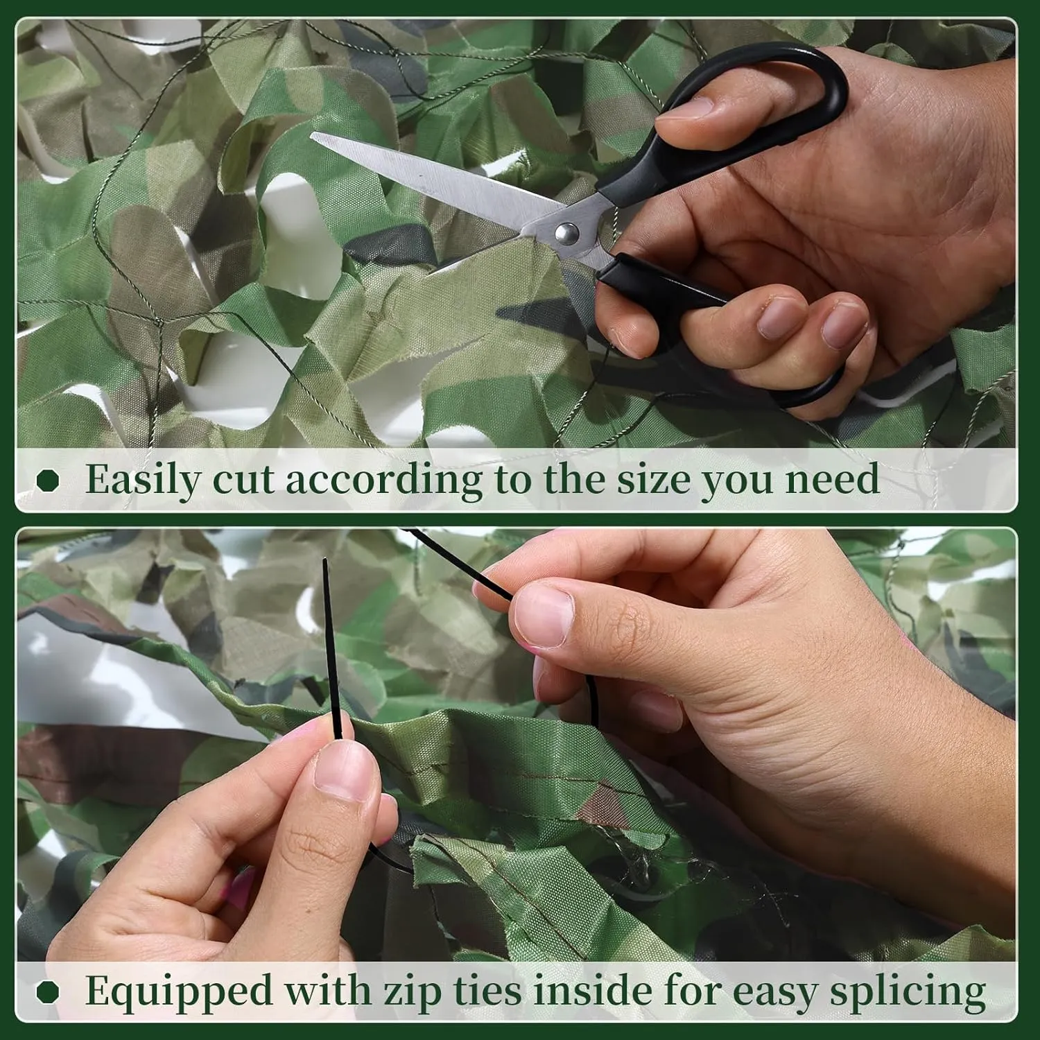 Double Layer Camo Netting Camouflage Netting - Bulk Roll Camouflage Net with Nylon Ropes, Military Netting Party Decorations Sunshade Camo Mesh for Hunting Blind