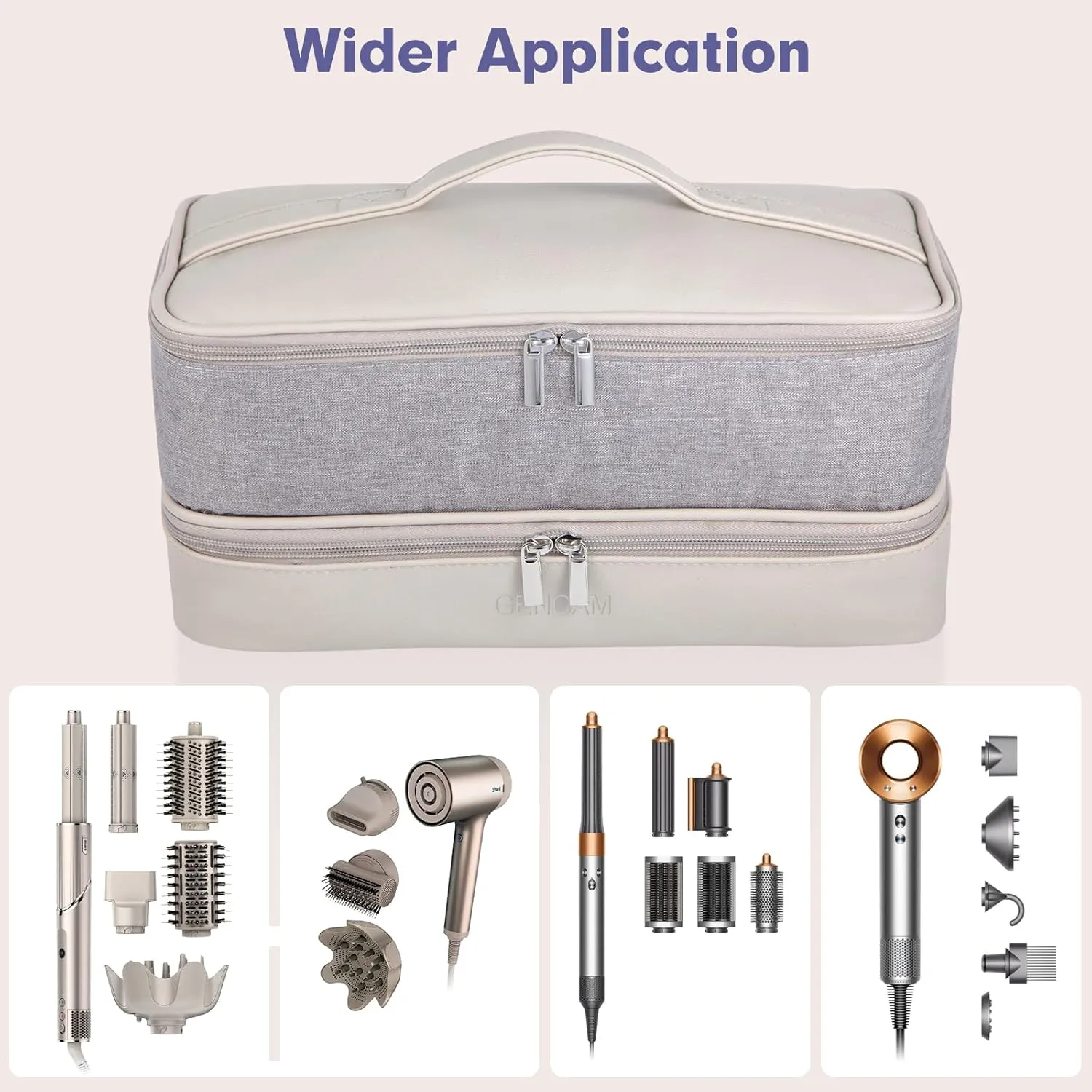 Double-Layer Carrying Case for Shark Flexstyle, Travel Case for Shark Flexstyle/FlexFusion, Portable Storage Organizer bag for Shark Flexstyle/Dyson Airwrap Styler and Attachments