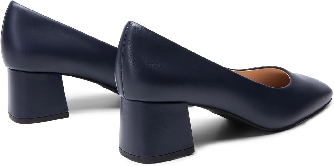 DREAM PAIRS Women's Low Chunky Heels Square Toe Pumps Comfortable Slip On Dress Shoes Wedding Party Office Shoes