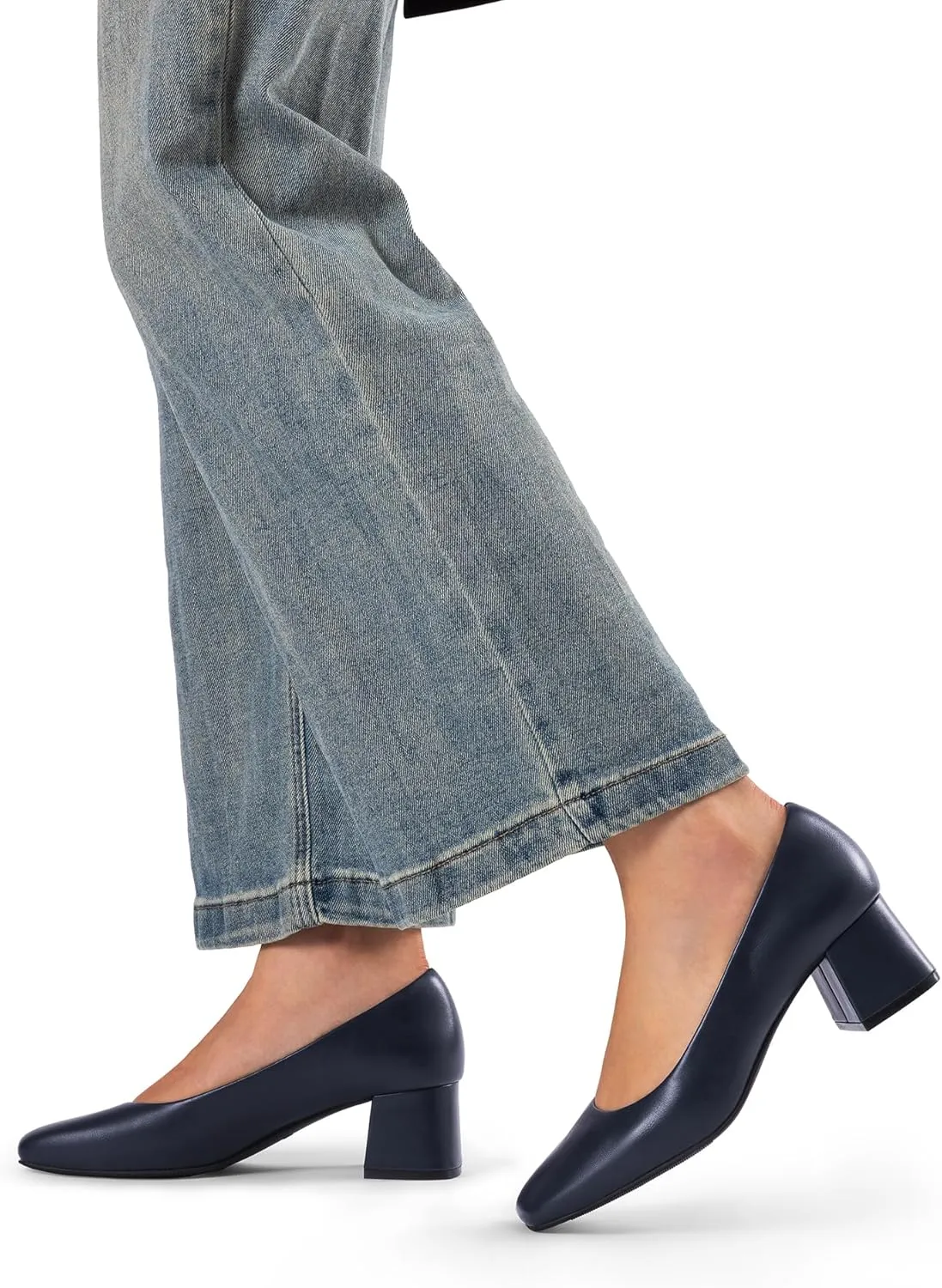 DREAM PAIRS Women's Low Chunky Heels Square Toe Pumps Comfortable Slip On Dress Shoes Wedding Party Office Shoes