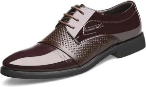 Dress Formal Shoes for Men Lace Up Round Toe Derby Shoes Crocodile Print Vegan Leather Rubber Sole Low Top Non Slip Wedding (Color : Brown Perforated, Size : 8.5)