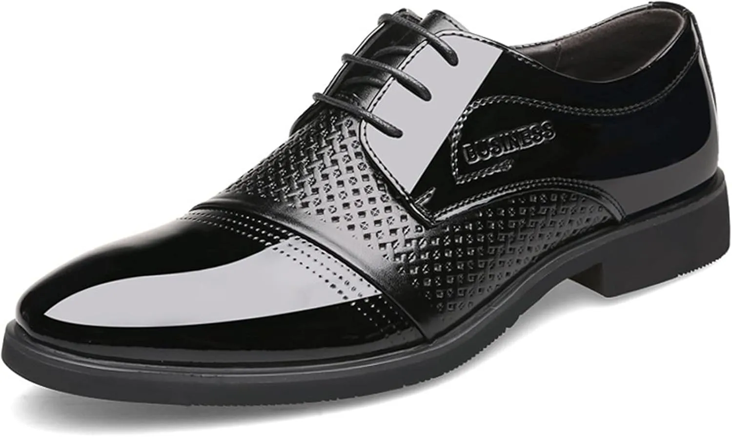 Dress Formal Shoes for Men Lace Up Round Toe Derby Shoes Crocodile Print Vegan Leather Rubber Sole Low Top Non Slip Wedding