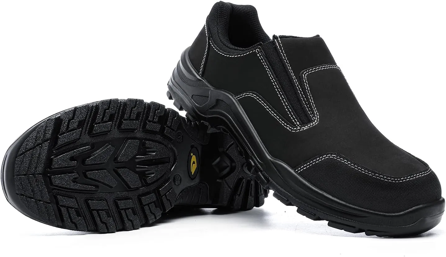 DRKA Steel Toe Shoes for Men,Steel Toe Slip-On Shoe,Slip Resistant Comfortable Safety Work Shoes Industrial Construction Footwear