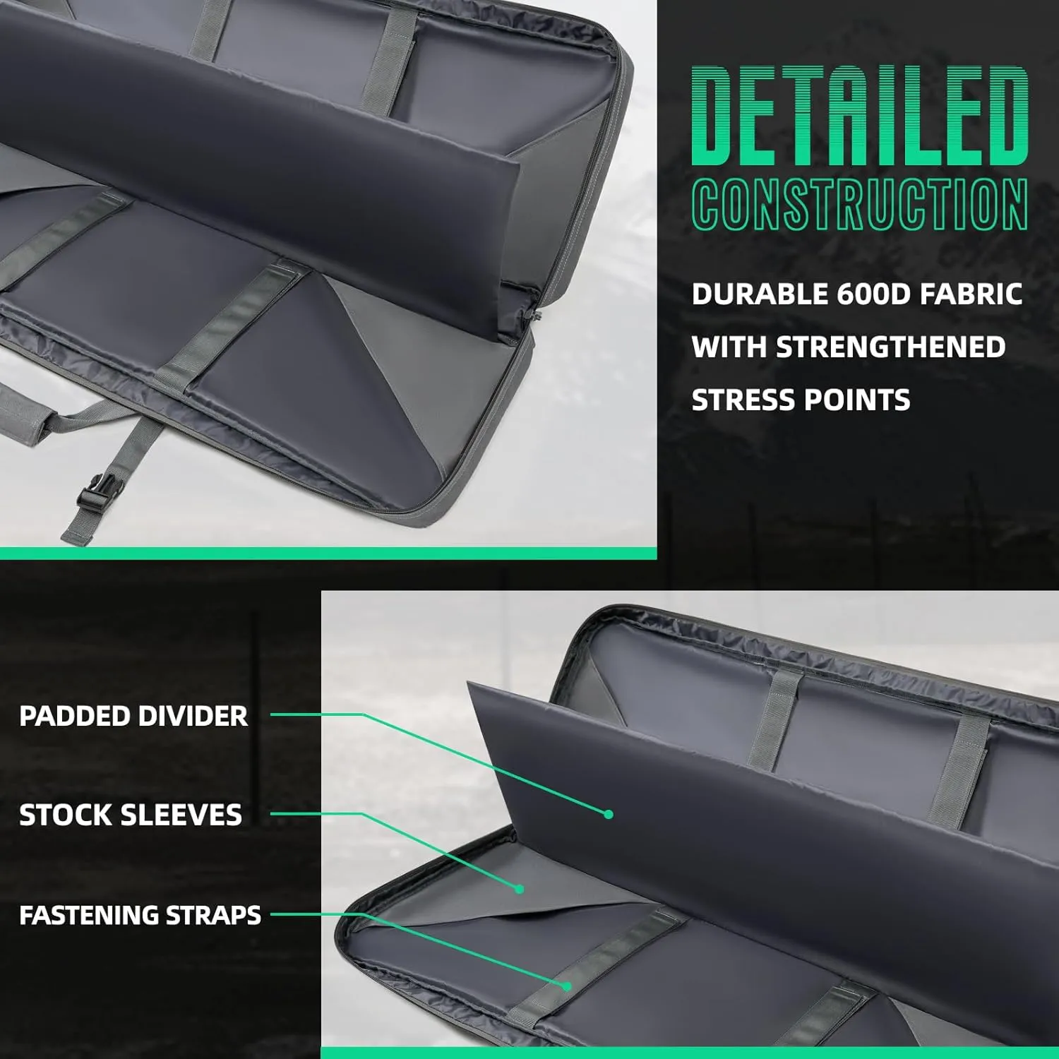DULCE DOM 32/36/42/48/52 inch Double Rifle Case Soft Bag Gun Case, Perfect for Rifle Pistol Firearm Storage and Transportation, All Around Shooting Range Tactical Rifle Backpack, Indoor Outdoor