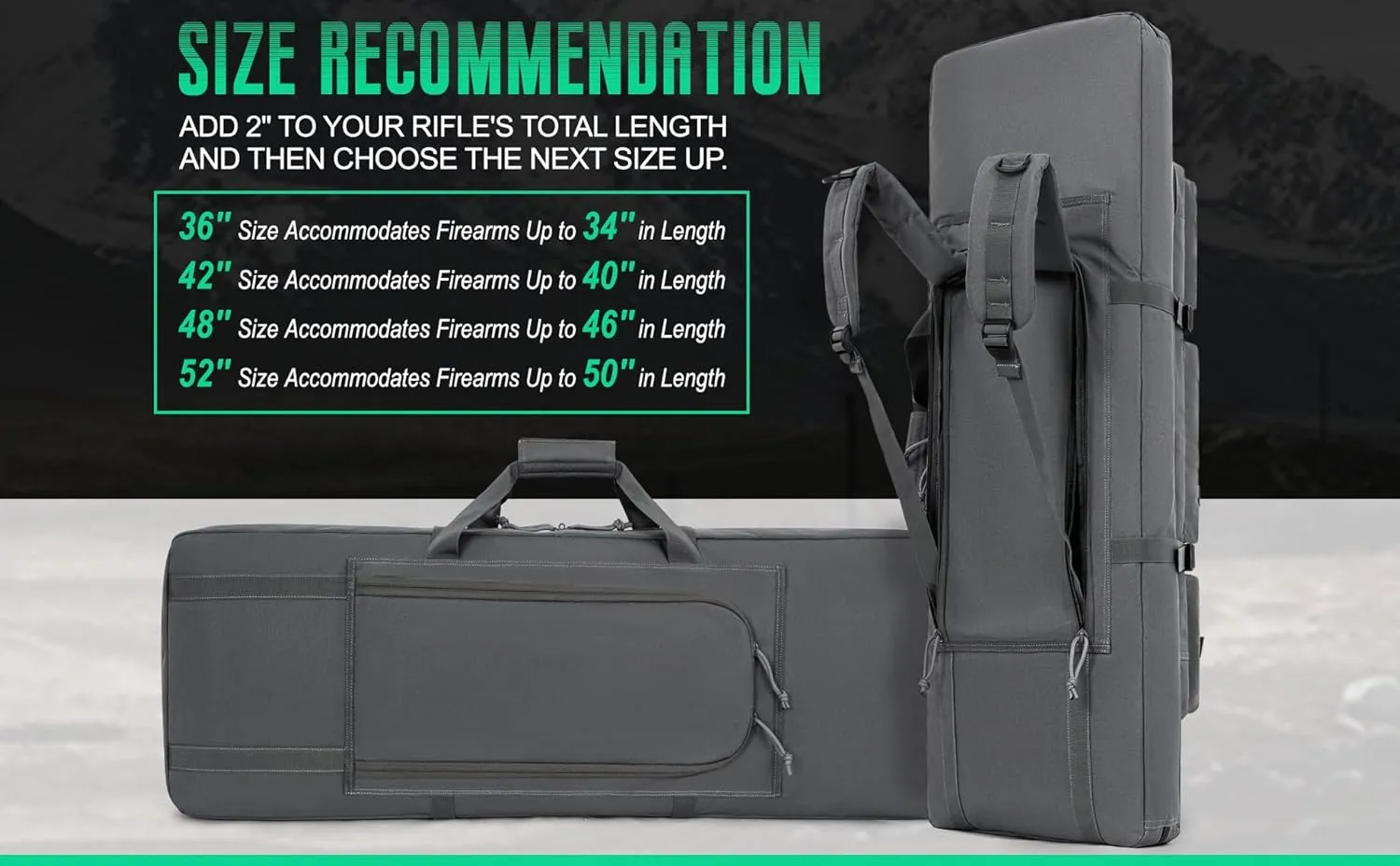 DULCE DOM 32/36/42/48/52 inch Double Rifle Case Soft Bag Gun Case, Perfect for Rifle Pistol Firearm Storage and Transportation, All Around Shooting Range Tactical Rifle Backpack, Indoor Outdoor