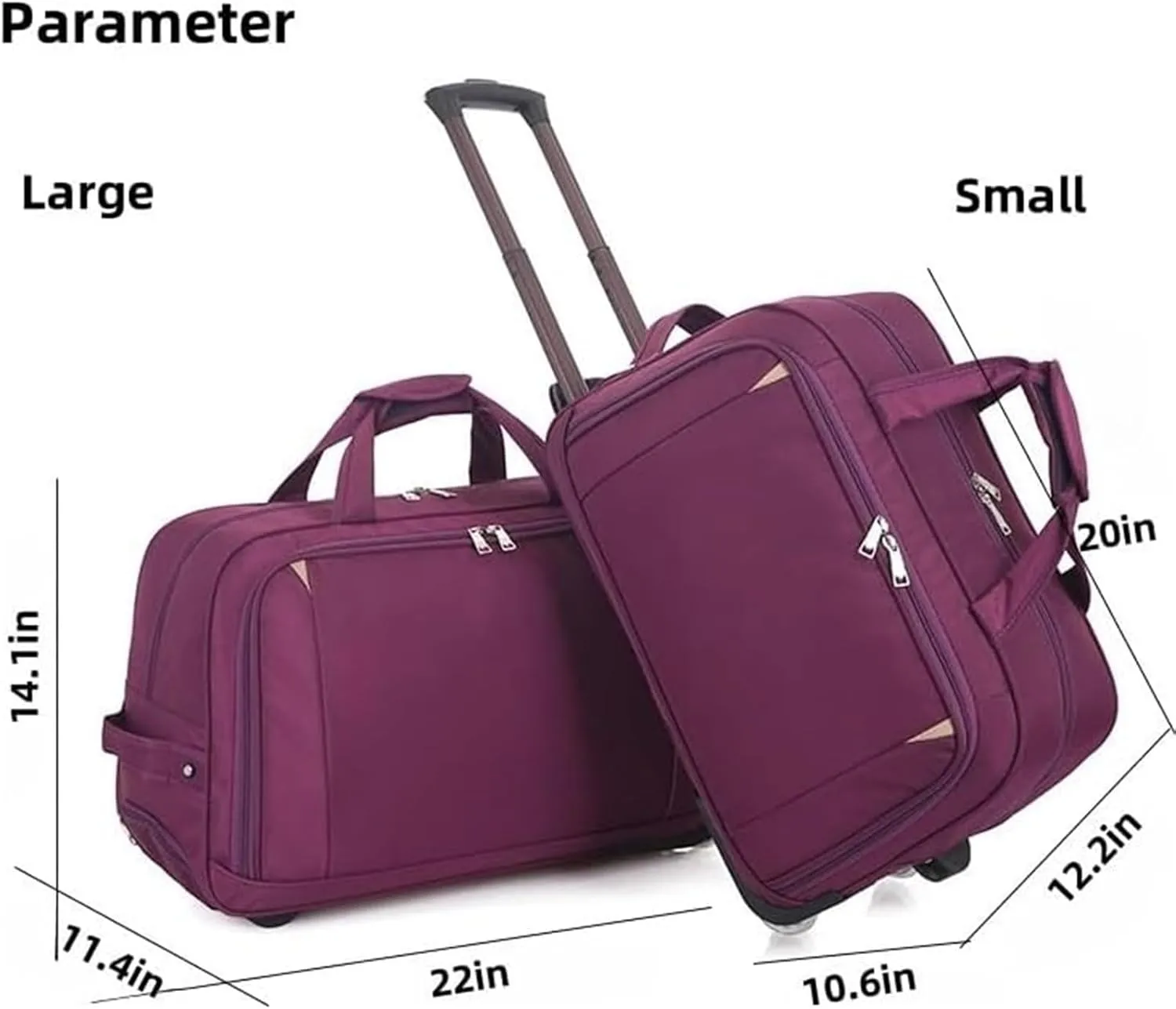 Durable Rolling Luggage， Large Capacity, Waterproof Lightweight Traveling Oxford Suitcase ，for Men Women, For Travel Camping Storage(Red,Small)