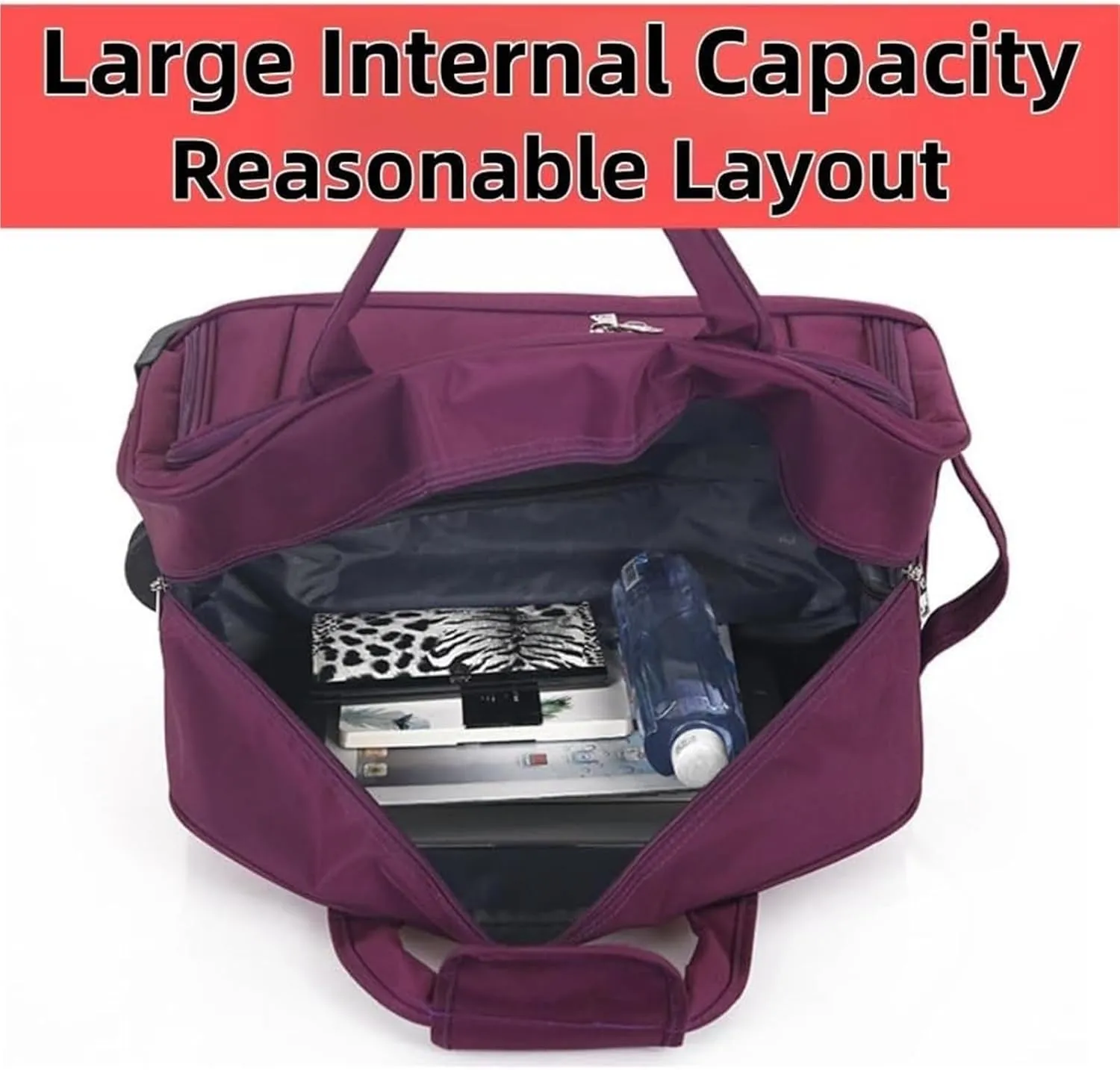 Durable Rolling Luggage， Large Capacity, Waterproof Lightweight Traveling Oxford Suitcase ，for Men Women, For Travel Camping Storage(Red,Small)
