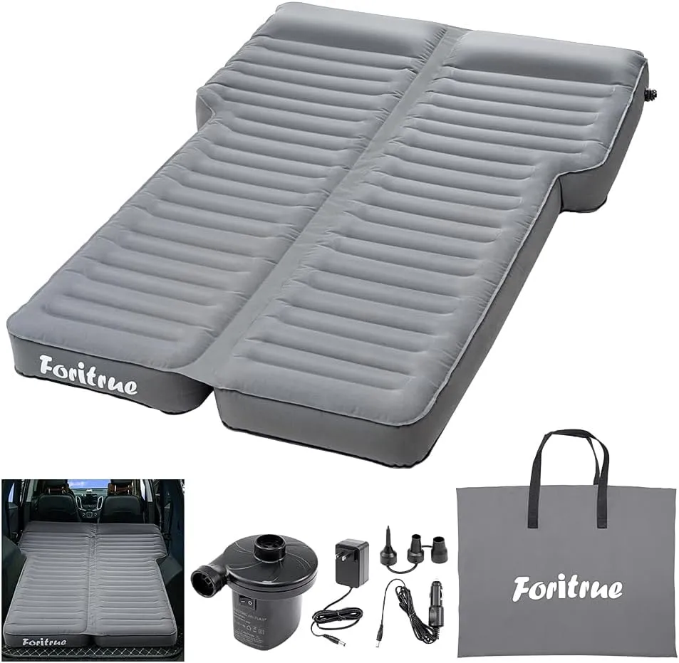Durable Thickened 300D Oxford Car Camping Mattress, 6inch SUV Air Mattress, Car Air Mattress for Camping with External Pump Pillows Carry Bag Grey
