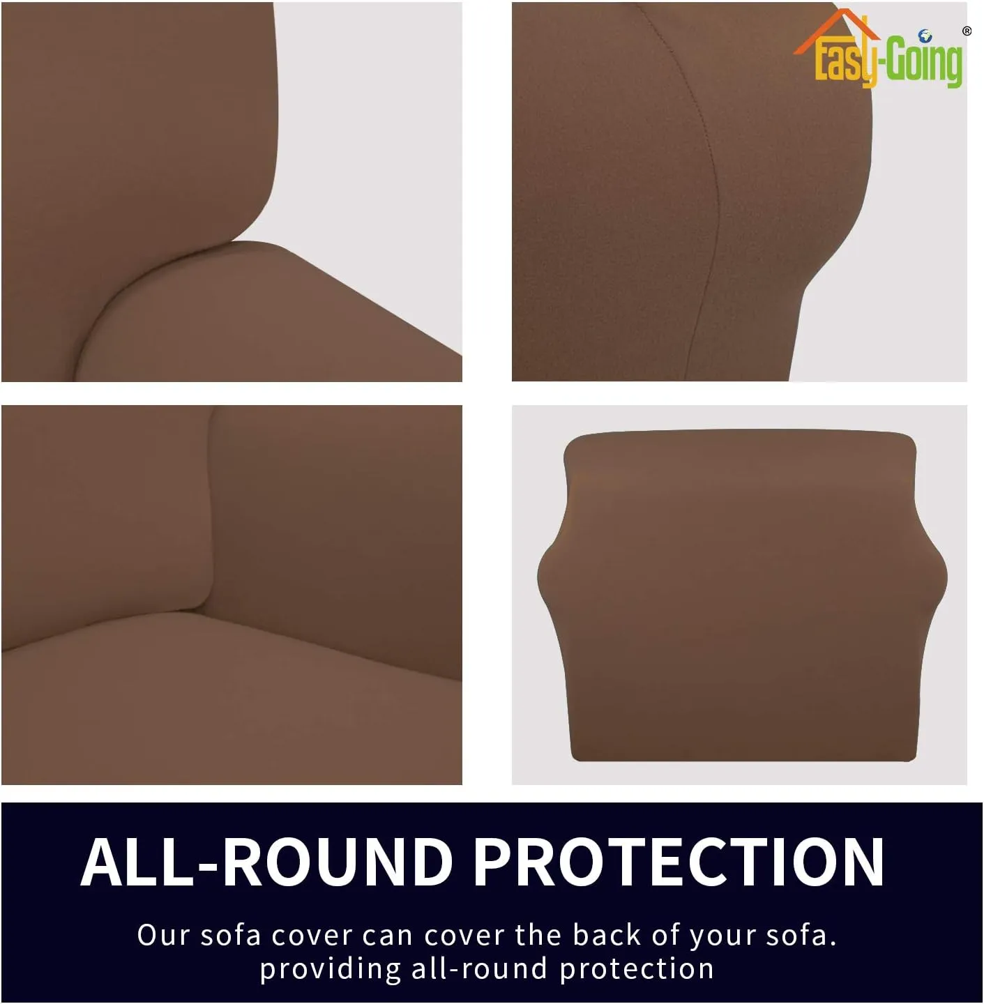 Easy-Going Fleece Stretch Sofa Slipcover Spandex Non-Slip Soft Couch Sofa Cover, Washable Furniture Protector with Anti-Skid Foam and Elastic Bottom for Kids, Pets(Sofa, Brown)