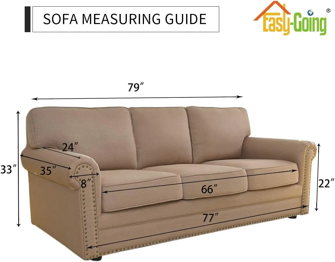 Easy-Going Fleece Stretch Sofa Slipcover Spandex Non-Slip Soft Couch Sofa Cover, Washable Furniture Protector with Anti-Skid Foam and Elastic Bottom for Kids, Pets(Sofa, Brown)