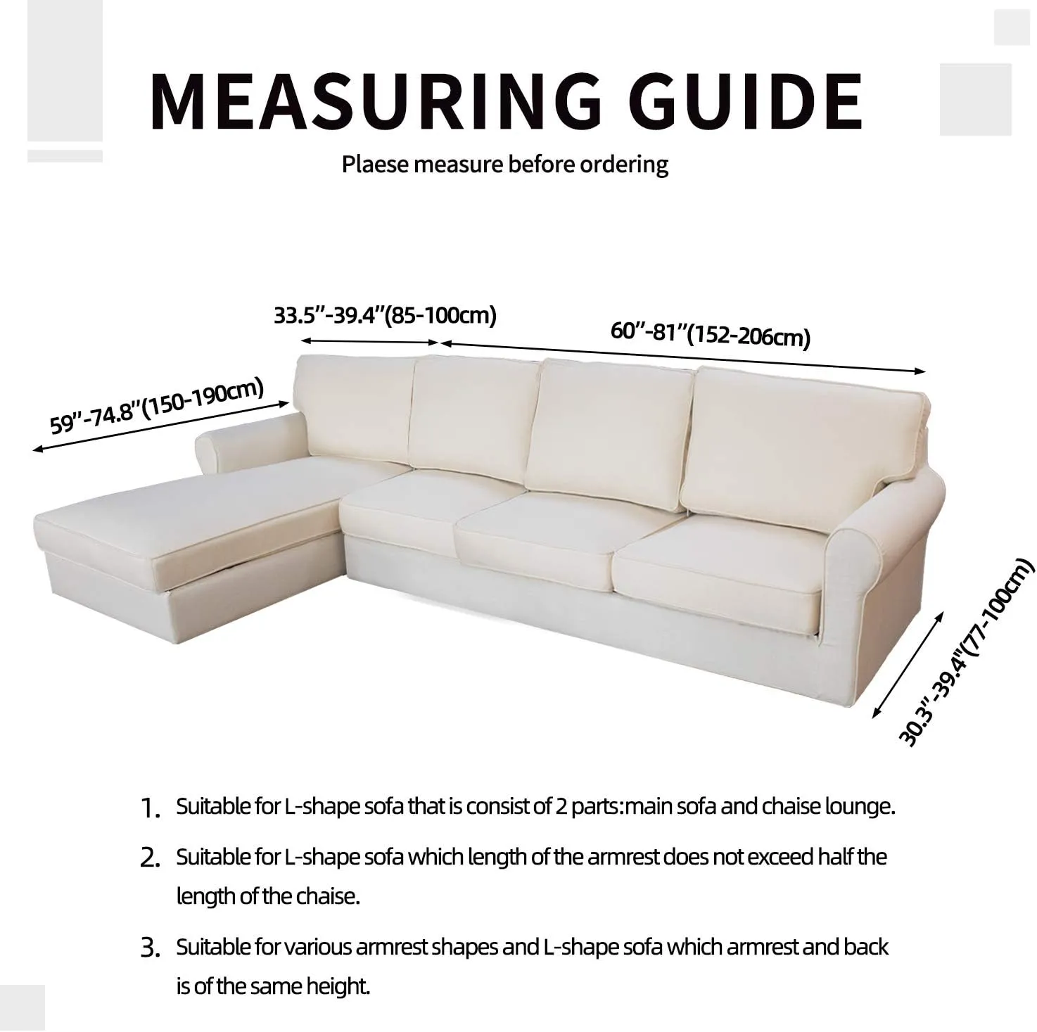 Easy-Going Stretch Sofa Slipcover 2 Pieces L-Shaped Sofa Cover Sectional Couch Cover for Living Room Jacquard Fabric Chaise Lounge Slipcover with Elastic Bottom for Dogs Kids Pets(Large,Dark Gray)