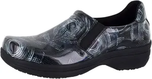 Easy Street womens Bind Clog, Black/Grey Abstract Patent Leather, 8 Wide US