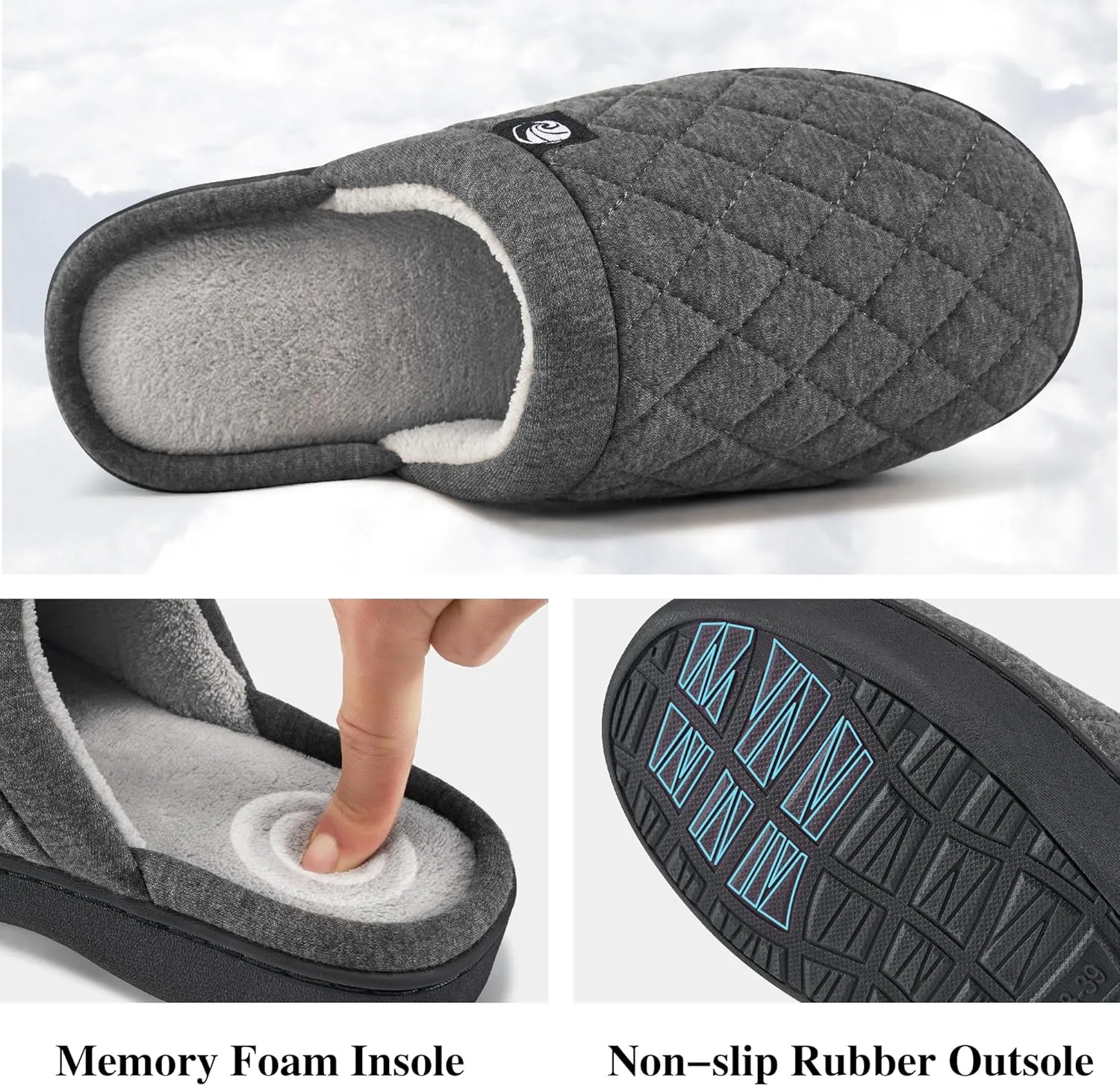 Ecetana Women's & Men's Memory Foam Bedroom Slippers - Comfortable Fuzzy Indoor/Outdoor House Shoes