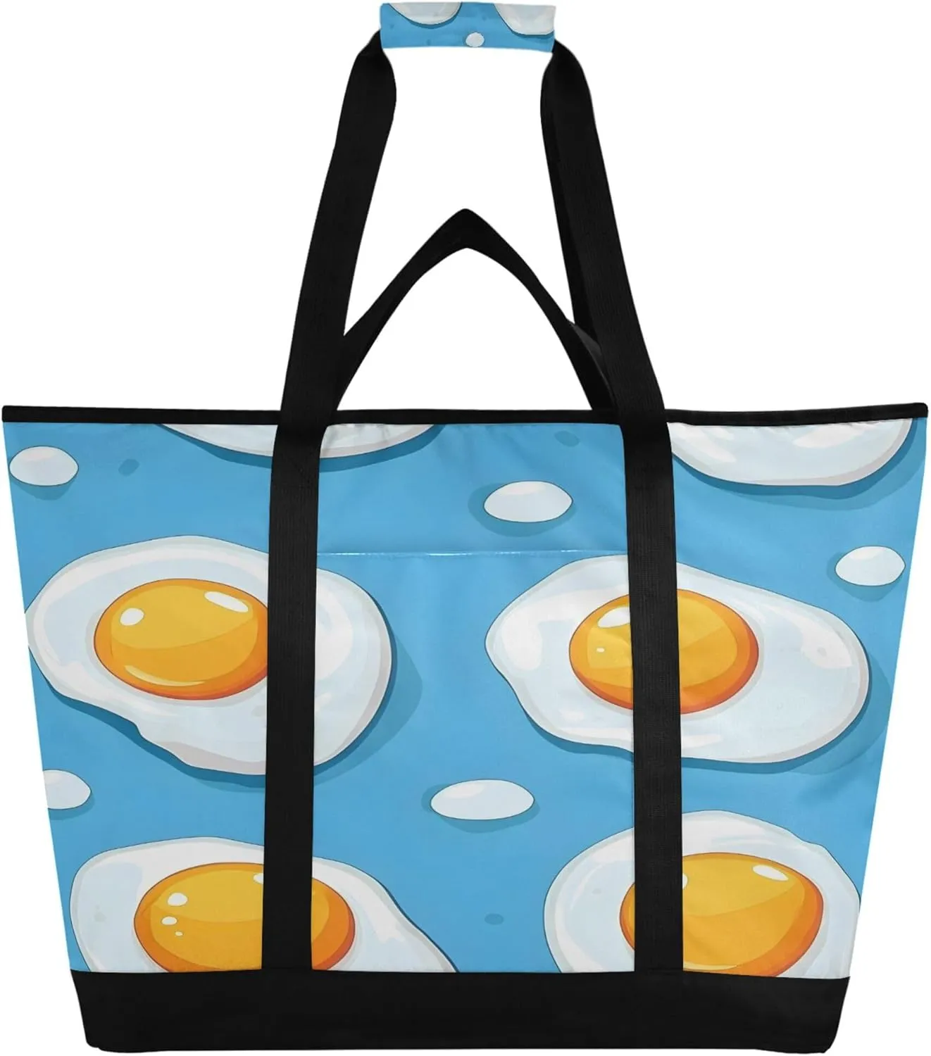 Egg Reusable Insulated Cooler Bag with Ice Pack Compartment - Large 47L Waterproof Thermal Grocery Tote for Picnic Beach Camping Lunch Storage