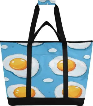 Egg Reusable Insulated Cooler Bag with Ice Pack Compartment - Large 47L Waterproof Thermal Grocery Tote for Picnic Beach Camping Lunch Storage
